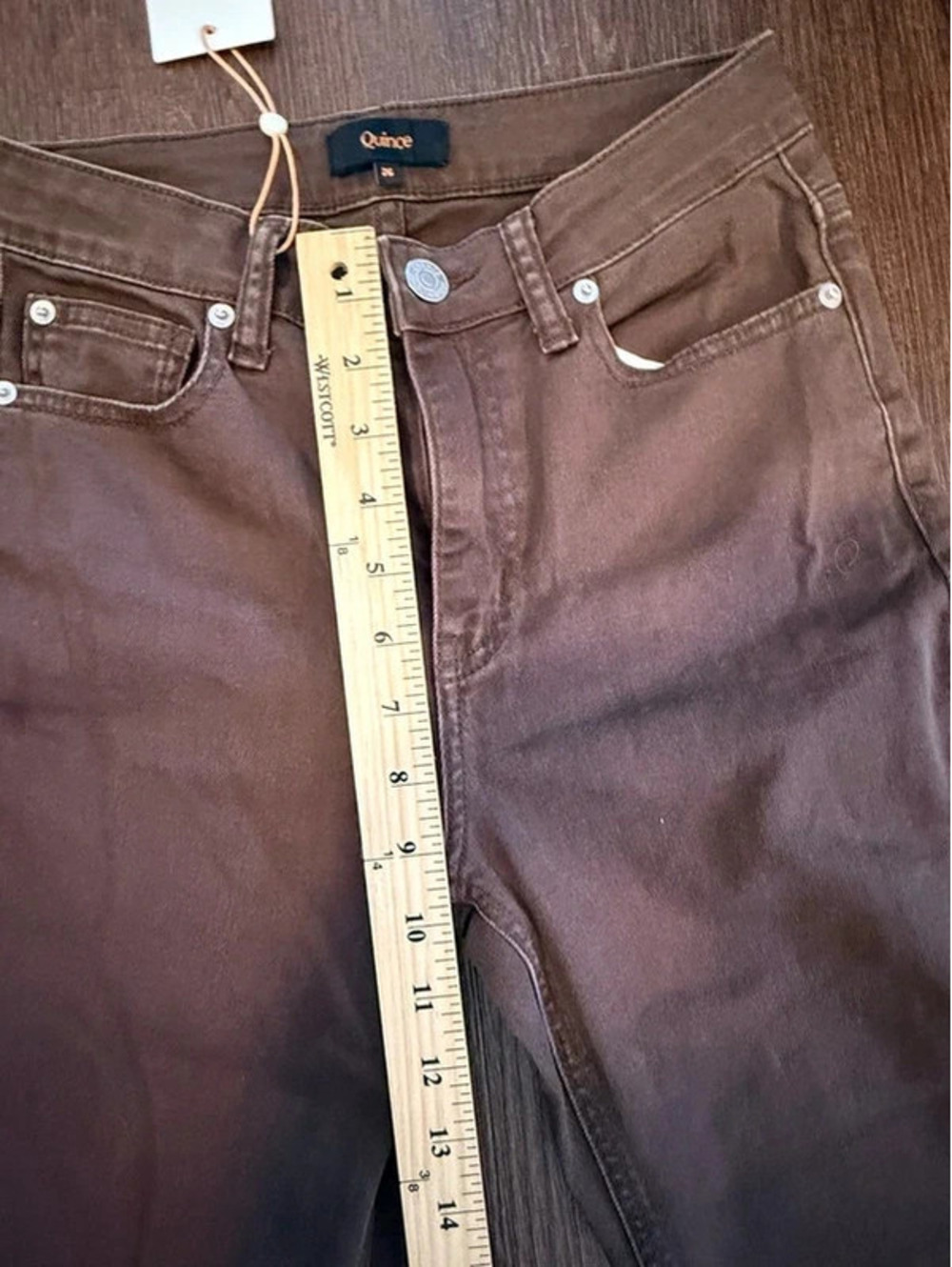 Quince Bella stretch straight jeans  coffee, brown size 26 #0094 FLAW - Picture 8 of 9